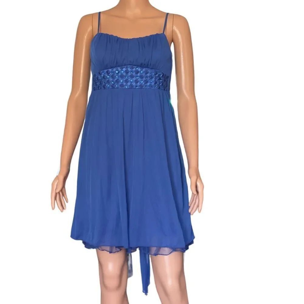 Ruby Rox Royal Blue Mesh-Like Spaghetti Strap Dress LARGE NWT